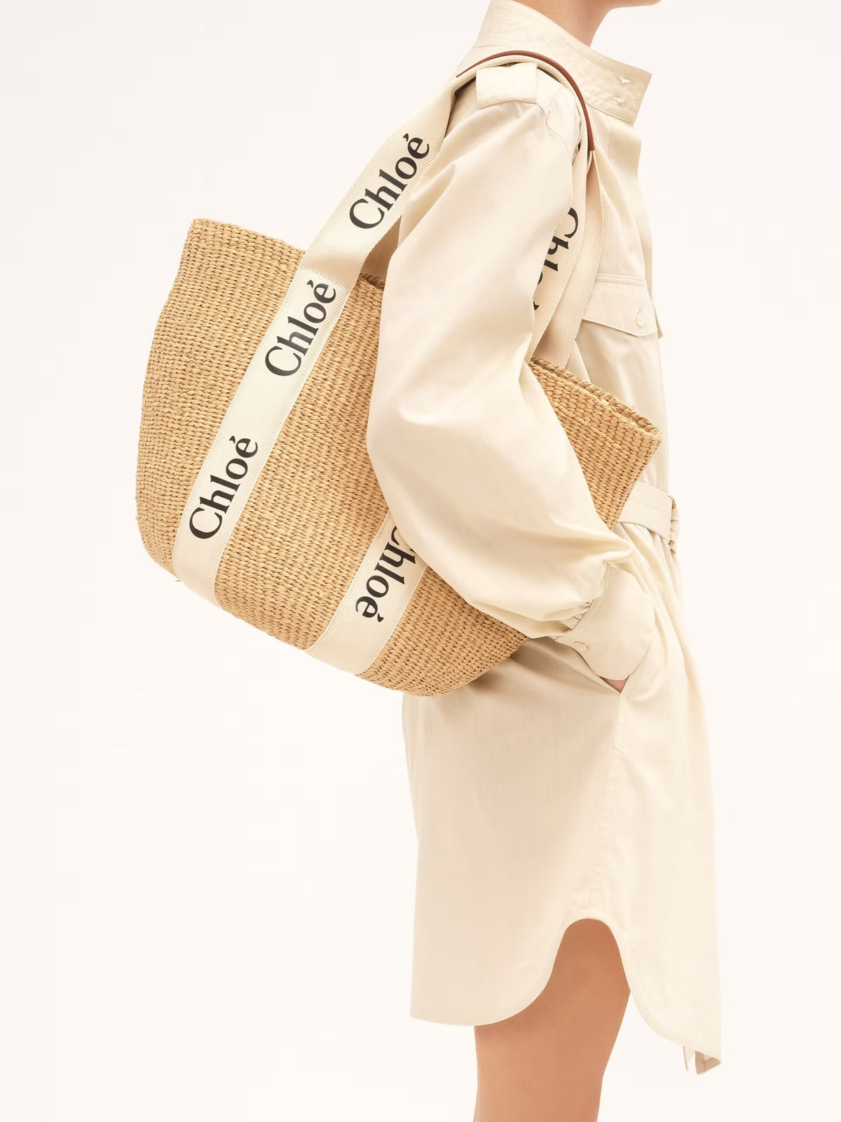 Chloe Large Woody Straw Basket Bag