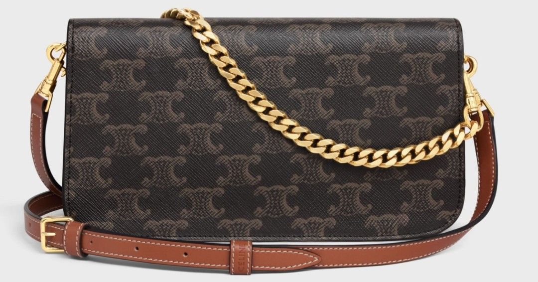 Celine Triomphe Multi Pochette tan monogram ready stock