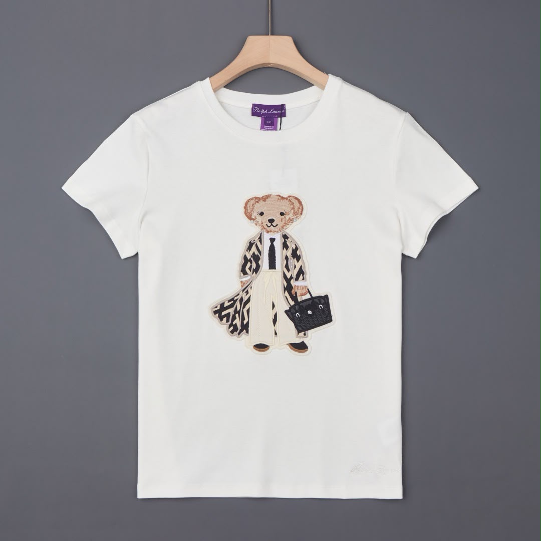 Ralph lauren cotton embroidered polo bear tee