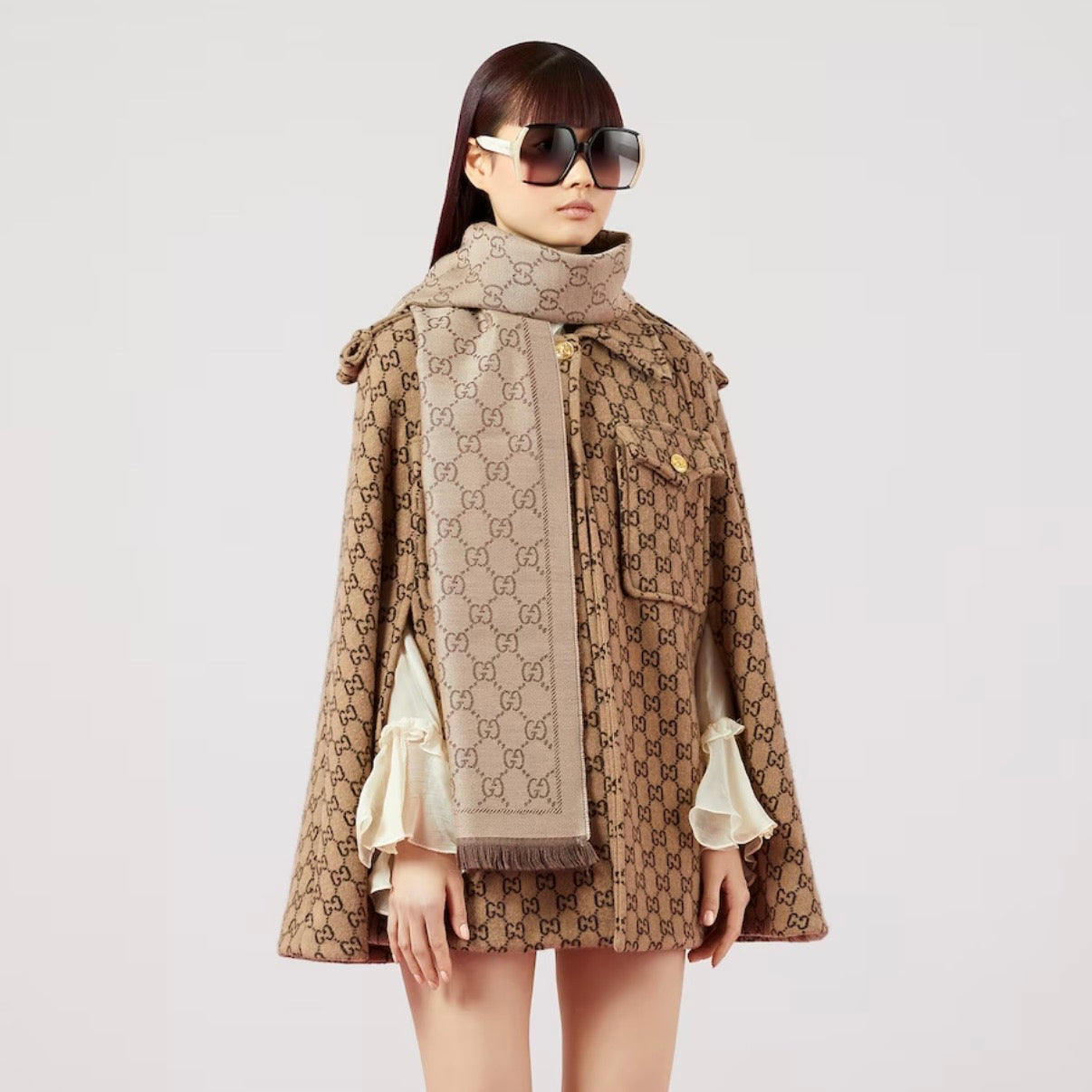 Gucci GG logo reversible wool scarf