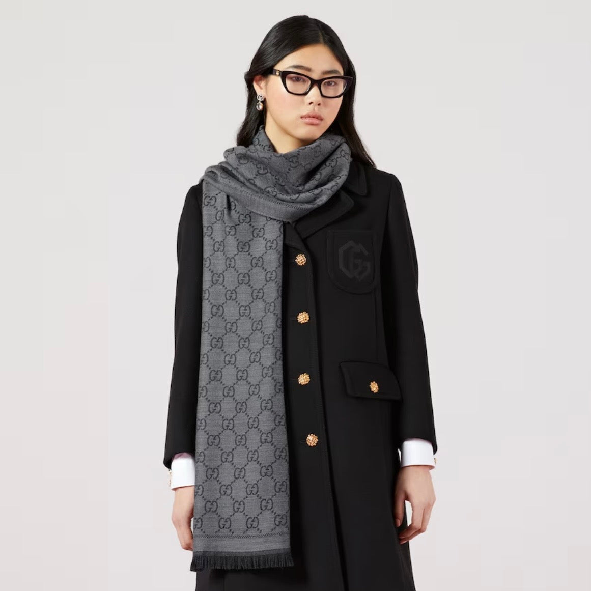 Gucci GG logo reversible wool scarf