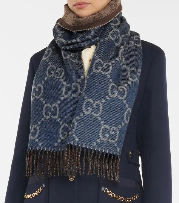 Gucci Jacquard reversible wool scarf