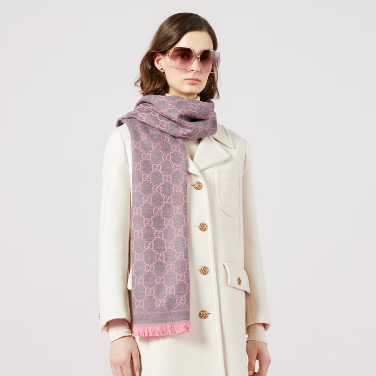 Gucci GG logo reversible wool scarf