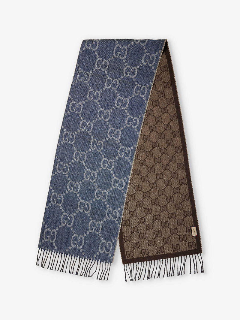 Gucci Jacquard reversible wool scarf