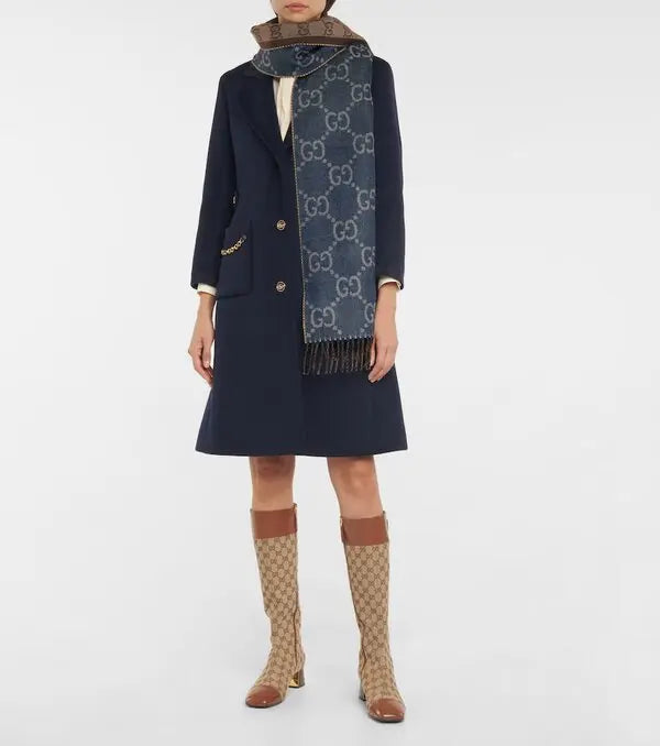 Gucci Jacquard reversible wool scarf