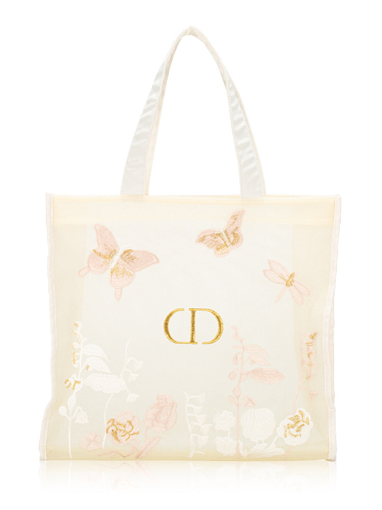 Dior mesh butterfly embroidered tote bag