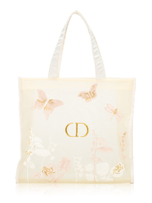 Dior mesh butterfly embroidered tote bag