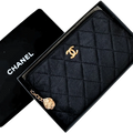 Chanel Beauty Velvet Pouch with Gold Camellia Chain